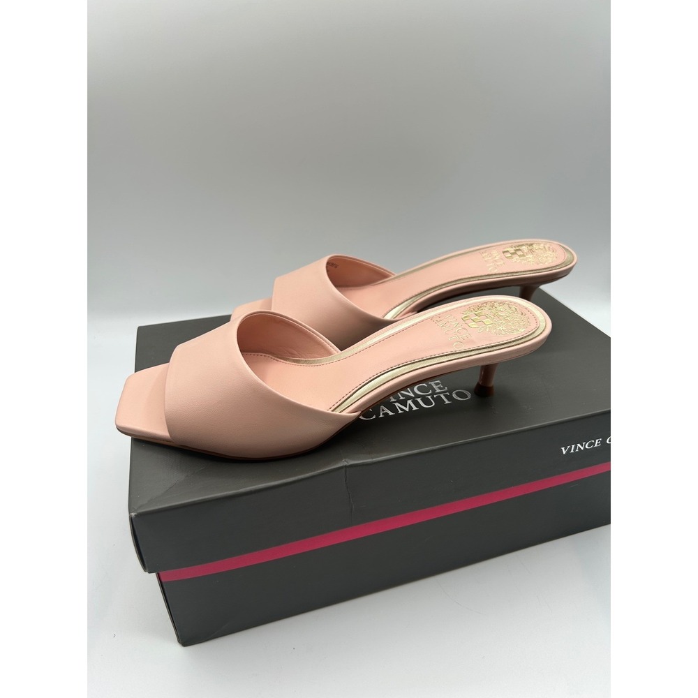 Vince Camuto Faiza Mules,Womens 6M,Pale Peony Pink Leather,Kitten Heel,(NIB) - Picture 9 of 14